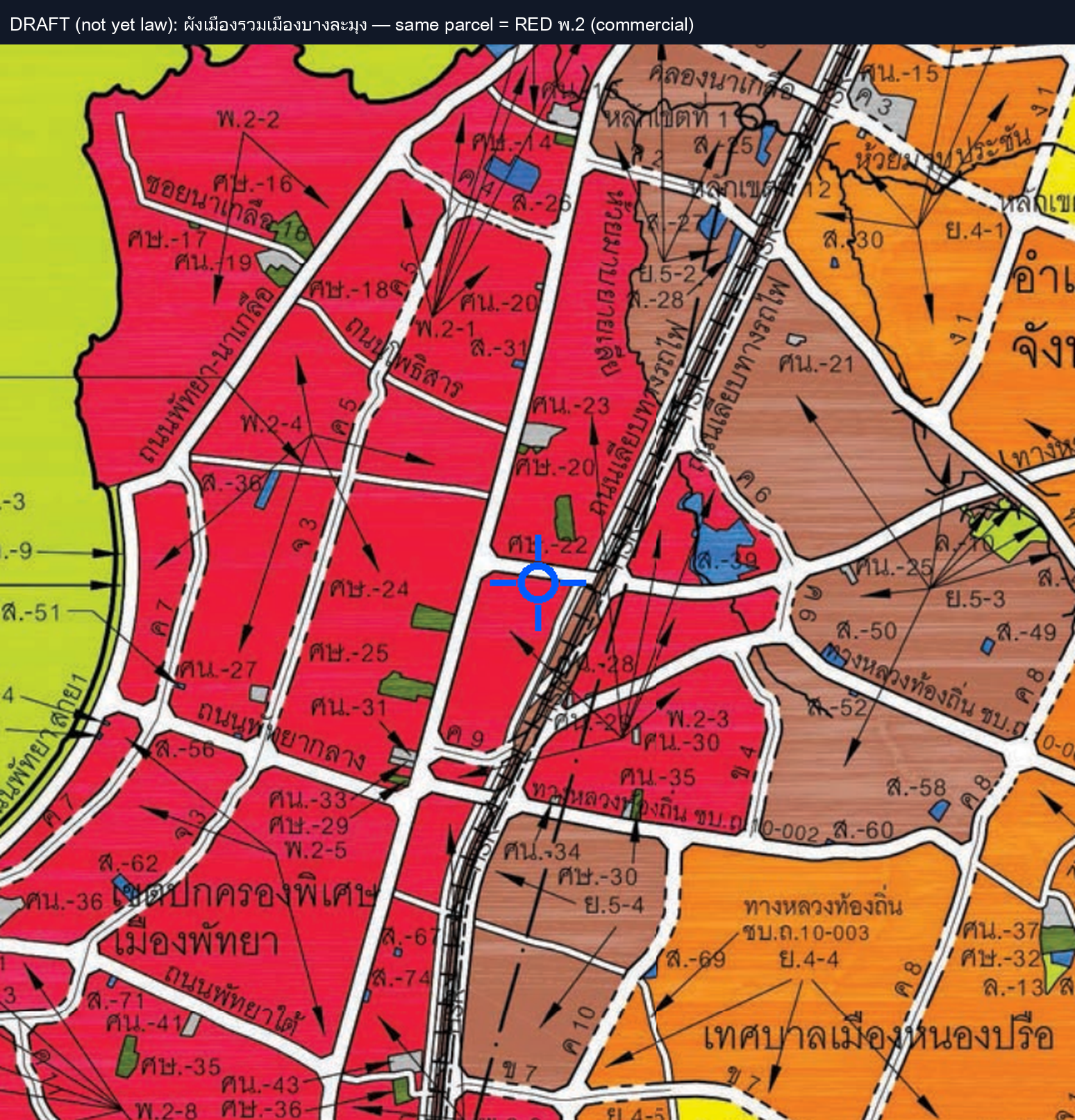 Bang Lamung plan — parcel in red commercial